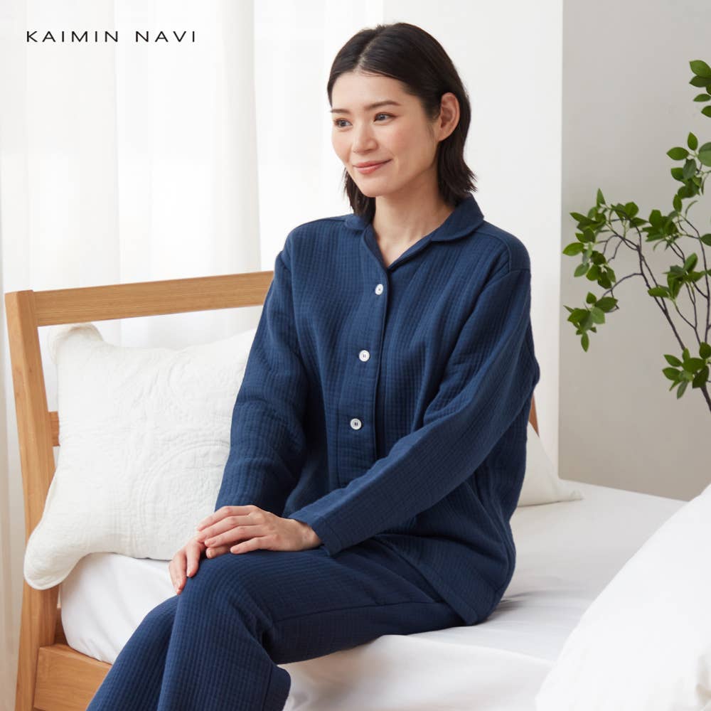 ワッフルインガーゼ　パジャマ　長袖長パンツ【送料無料】